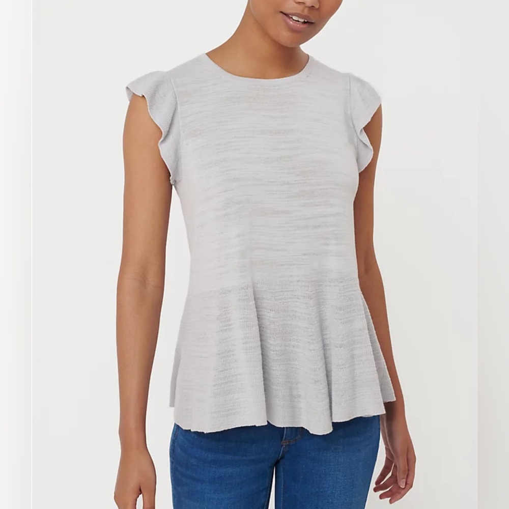NWT LOFT Cream peplum sweater Small
